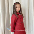 Lindo abrigo de lana con cuello redondo para niñas